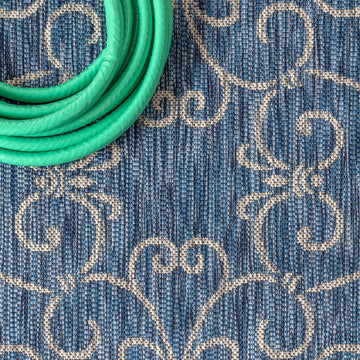 Charleston Vintage Filigree Textured Weave Indoor/outdoor Round Rug